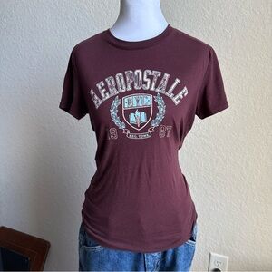 Aeropostale Classic Crew Burgundy Brown Tee